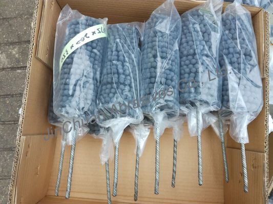 Yüksek verimlilikli silikon karbüt yuvarlak inceleme fırçası abrazivler metal kolu