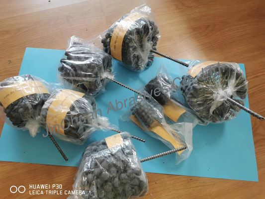 Yüksek verimlilikli silikon karbüt yuvarlak inceleme fırçası abrazivler metal kolu